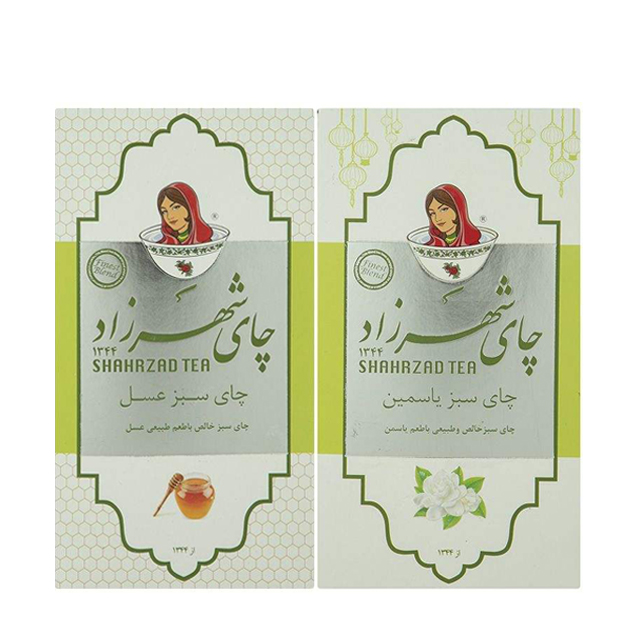 چای سبز عسل و یاسمین شهرزاد بسته دو عددی 200گرمی
