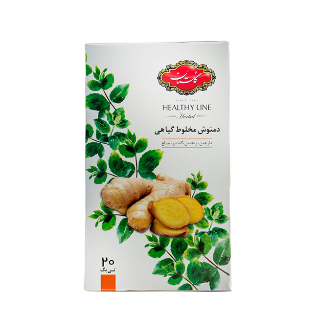 دمنوش کیسه ای مخلوط گیاهی با طعم زنجبیل گلستان 20 عددی