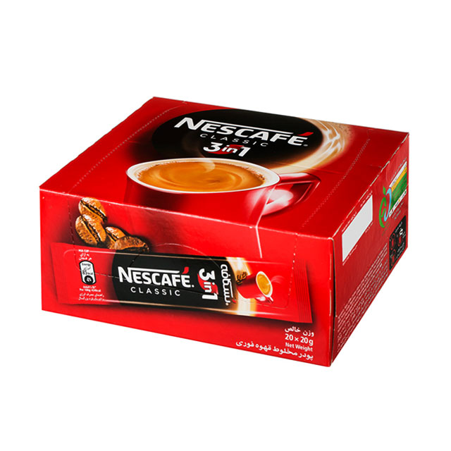 پودر مخلوط قهوه فوری 3 در 1 نسکافه بسته 20 عددی