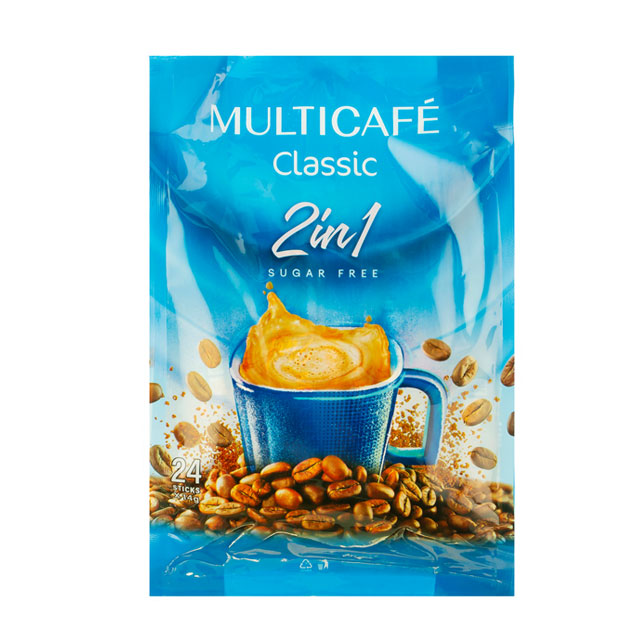 پودر کافی میکس 2 در 1 بدون شکر مولتی کافه بسته 24 عددی