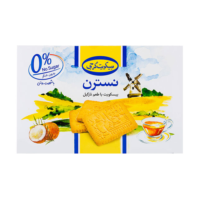 گرجی بیسکویت نسترن با طعم نارگیل بدون شکر 350 گرمی