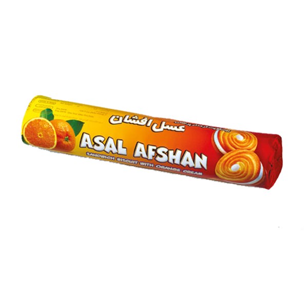 بیسکویت ساندویچی کرمدار پرتقالی عسل افشان 90 گرمی