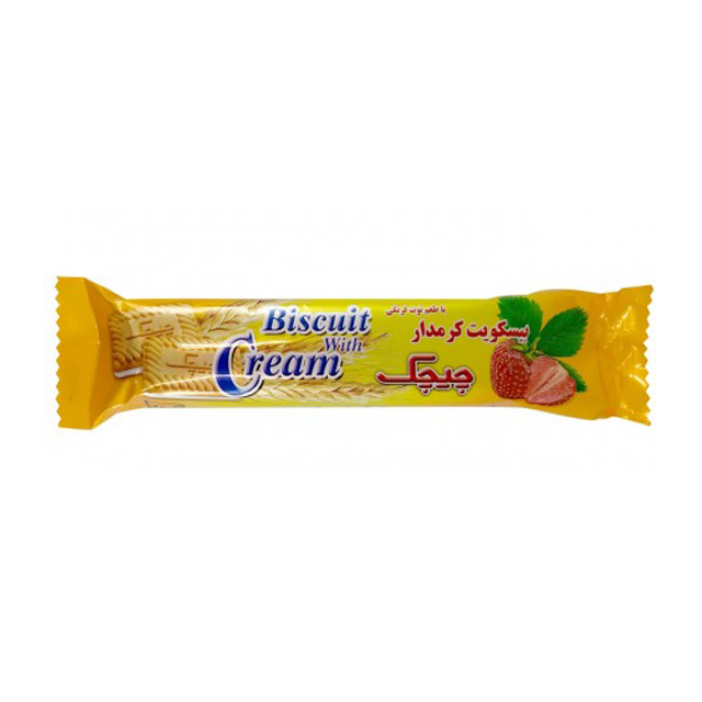 بیسکویت کرمدار با طعم توت فرنگی چیچک  بسته 6 عددی