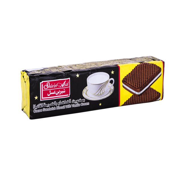 بیسکویت کاکائویی کرمدار وانیلی شیرین عسل 120 گرمی