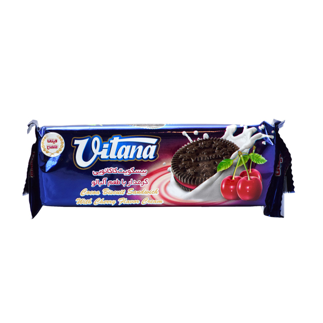 بیسکویت کاکائویی کرمدار با طعم آلبالو ویتانا 85 گرمی