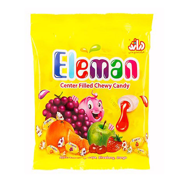 دراژه تافی مغزدار میوه ای سلفون المان بسته 300 گرمی