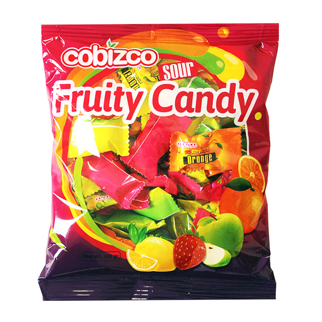 آبنبات مغزدار ترش میوه ای کابیزکو مدل Fruity Candy بسته 180 گرمی
