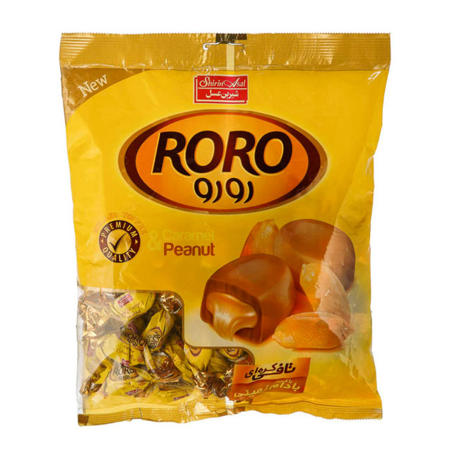 تافی مغزدار کره ای با کرم شکلات تلخ رو رو شیرین عسل 400 گرمی