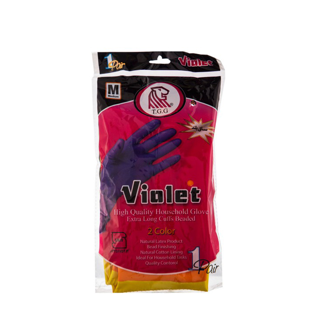 دستکش لاتکس ساق بلند ویولت سایز متوسط