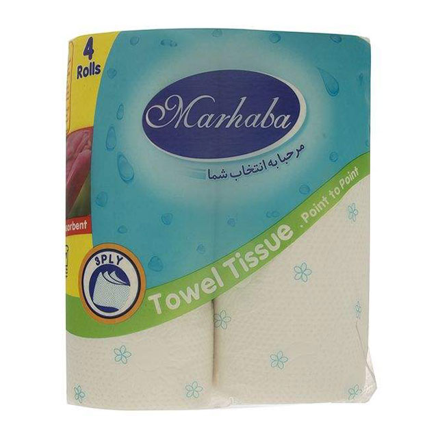 دستمال حوله ای کاغذی مرحبا 4 عددی