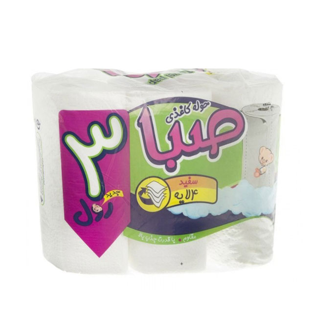 دستمال حوله ای 4 لایه صبا بسته 3 عددی