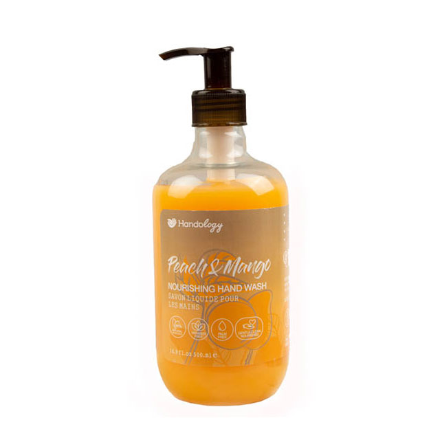 مایع دستشویی کرمی با رایحه هلو و انبه هندولوژی 500 میلی لیتری