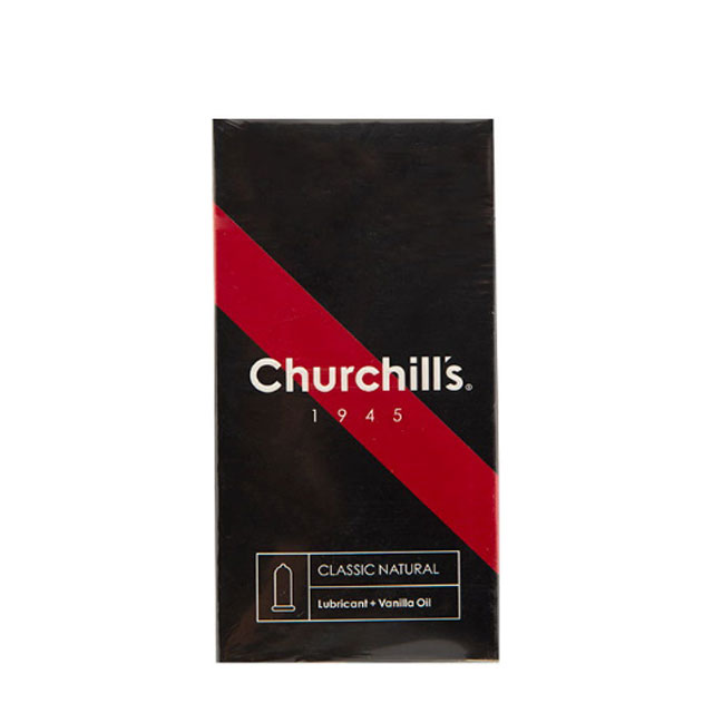 کاندوم نازک با اسانس وانیل و ضخامت نرمال چرچیلز مدل کلاسیک بسته 12 عددی