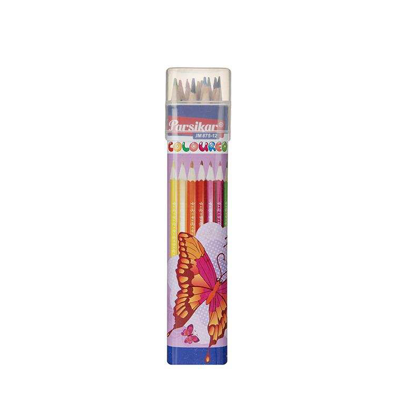 مداد رنگی استوانه ای پارسیکار مدل JM875-12 بسته 12 عددی