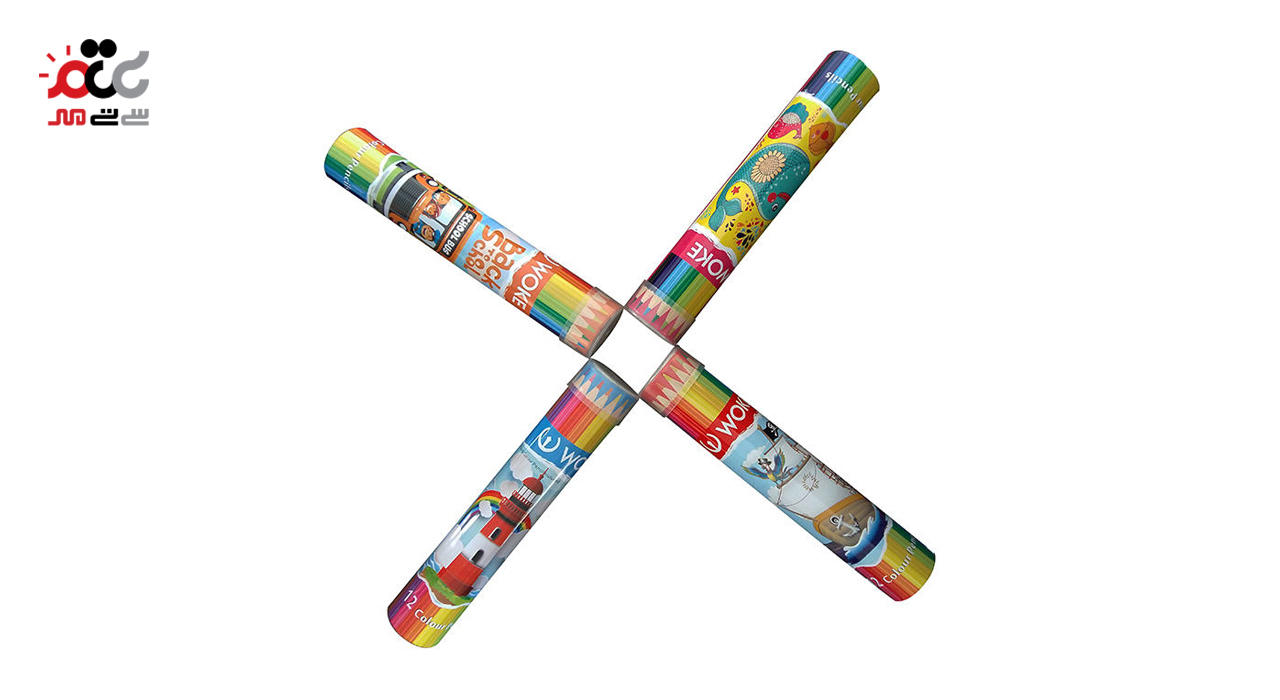 مداد رنگی لوله ای فلزی ووک 12 عددی