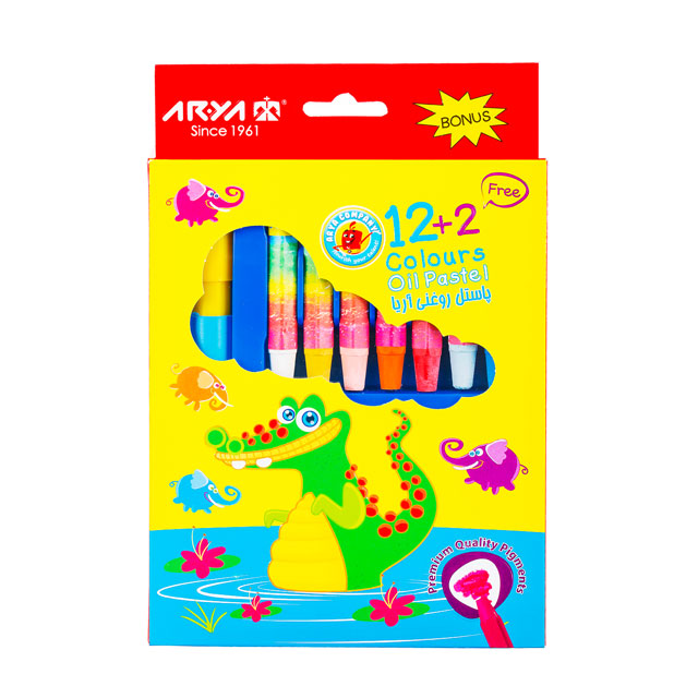پاستل روغنی 12 رنگ آریا همراه با دو عدد رایگان