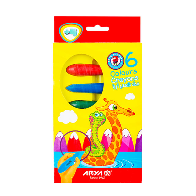 مداد شمعی 6 رنگ آریا مدل crayons