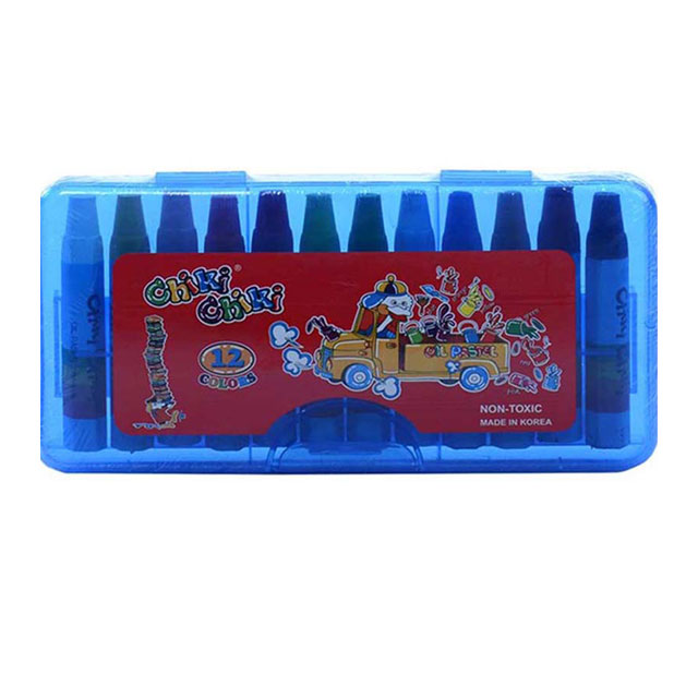 مداد شمعی جعبه طلقی چیکی چیکی مدل non-toxic بسته 12 عددی