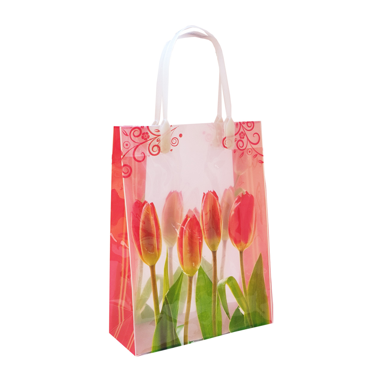 ساک هدیه طرح گل لاله پلاستیکی سایز کوچک