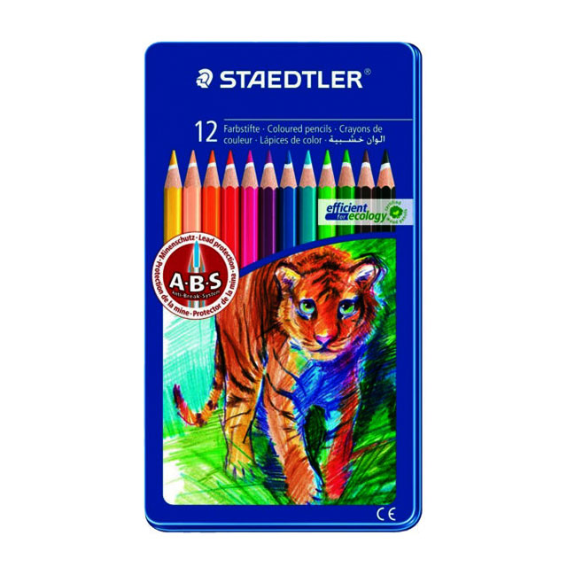 مداد رنگی تخت فلز  استدلر مدل Noris Club بسته 12 عددی