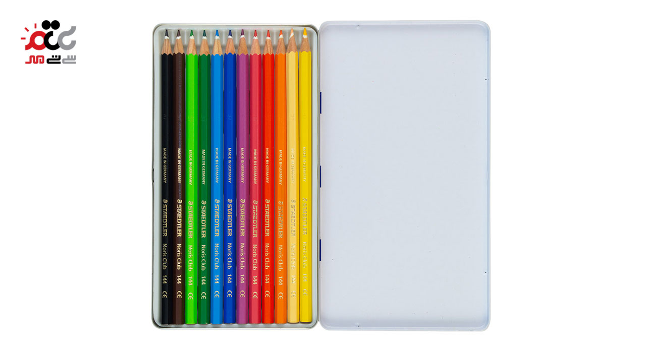 مداد رنگی تخت فلز  استدلر مدل Noris Club بسته 12 عددی