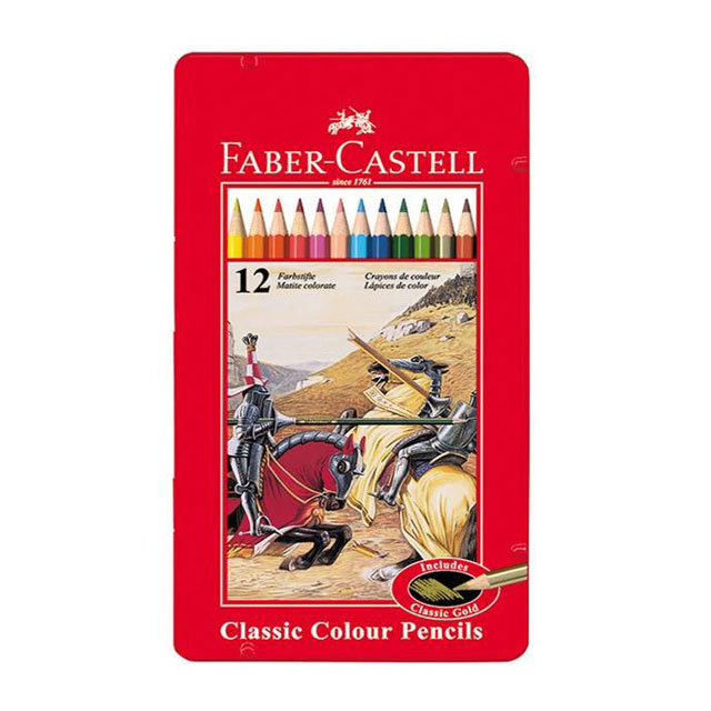 مداد رنگی تخت فلز فابر کاستل مدل Classic بسته 12 عددی