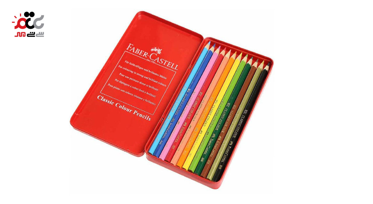 مداد رنگی تخت فلز فابر کاستل مدل Classic بسته 12 عددی