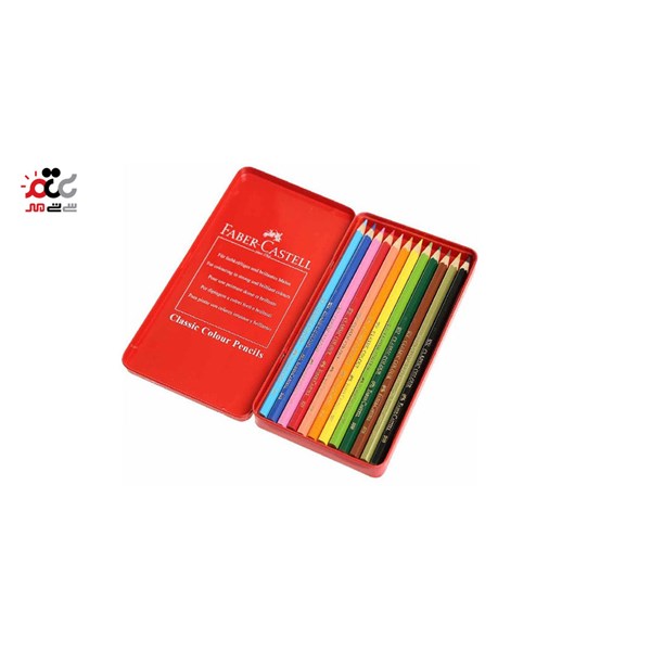 مداد رنگی تخت فلز فابر کاستل مدل Classic بسته 12 عددی