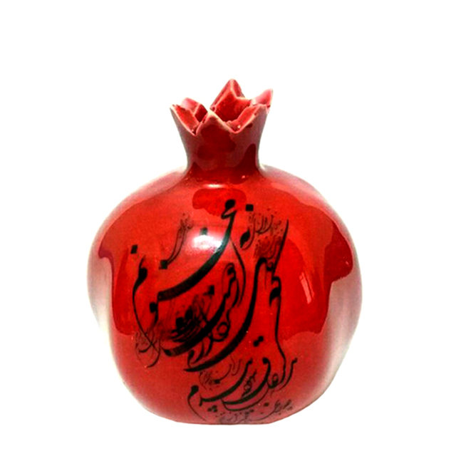 انار قرمز سرامیکی طرح شعر سایز کوچک کد 02