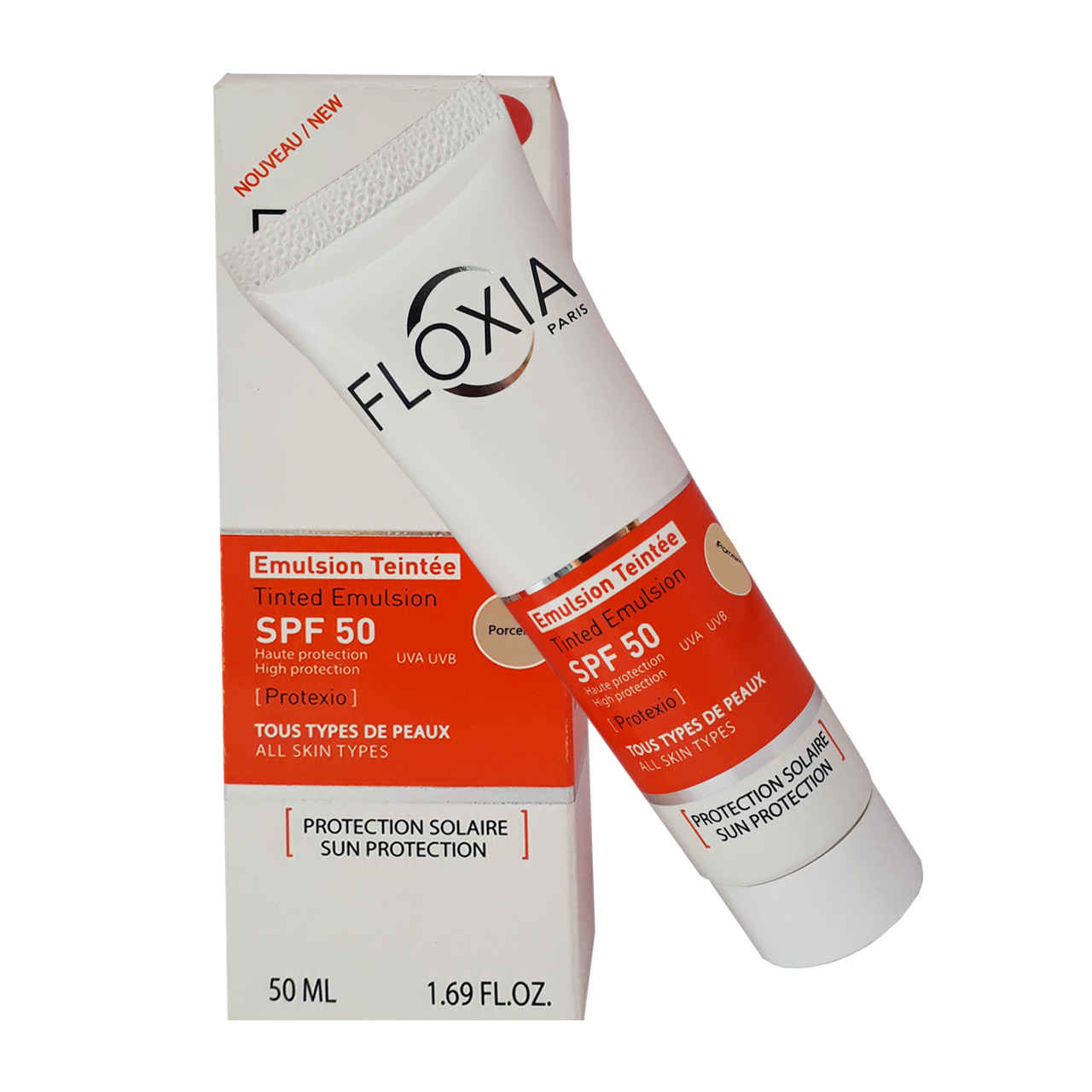امولوسیون ضد آفتاب رنگی SPF50 فلوکسیا پاریس مدل  porcelaine حجم 50 میلی لیتری