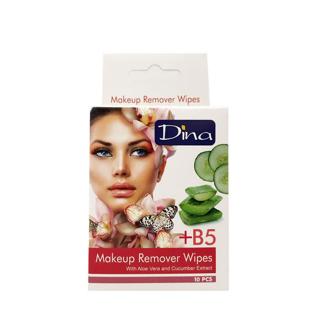 دستمال مرطوب پاک کننده آرایش دینا بسته 10 عددی