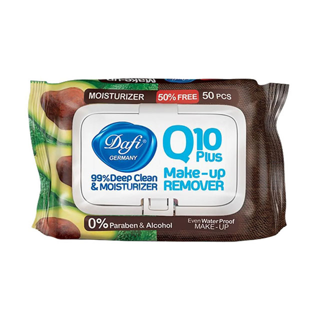 دستمال مرطوب میوه ای پاک کننده آرایش مدل Q10 دافی 50 عددی