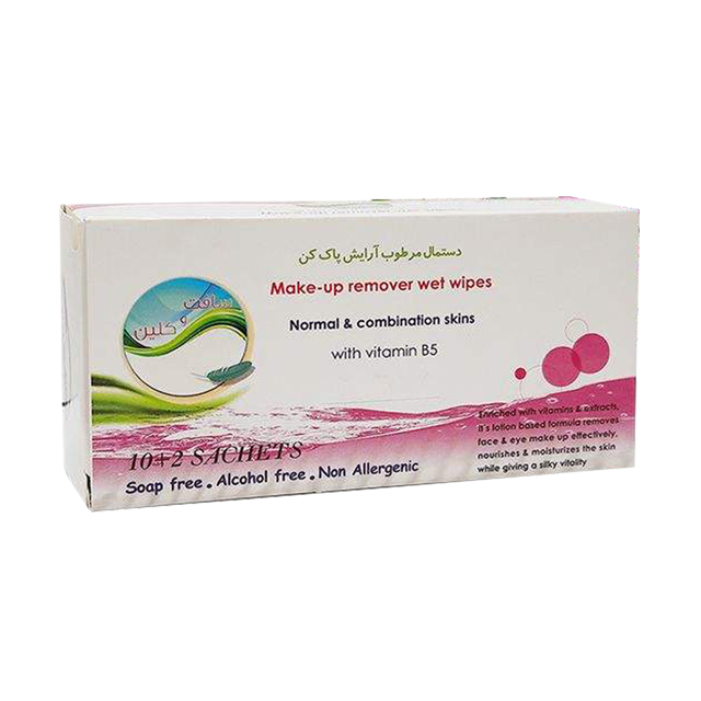 دستمال مرطوب پاک کننده آرایش سافت و کلین 12 عددی