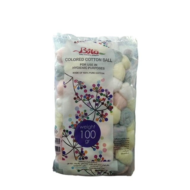 پنبه توپک بهداشتی رنگی بی تا 100 گرمی