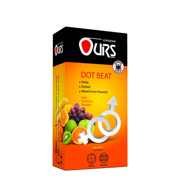 کاندوم تاخیری چندمیوه اورز مدلDOT BEAT بسته 12 عددی