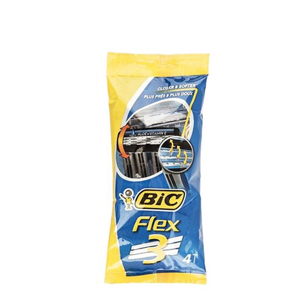 خود تراش سه لبه بیک مدل flex بیک بسته 4 عددی