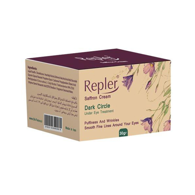 کرم برطرف کننده تیرگی دور چشم حاوی عصاره آبی زعفران رپلر 30 گرمی