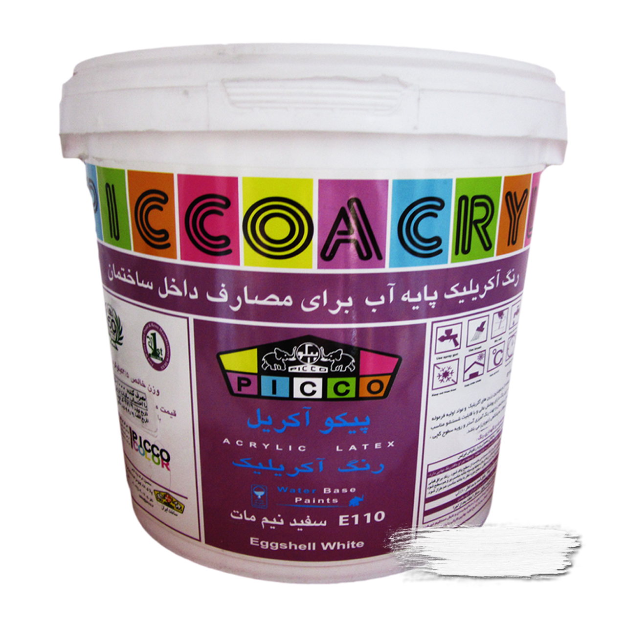 رنگ سفید E110 آکریلیک نیم مات پیکو پیل 20 کیلوگرمی