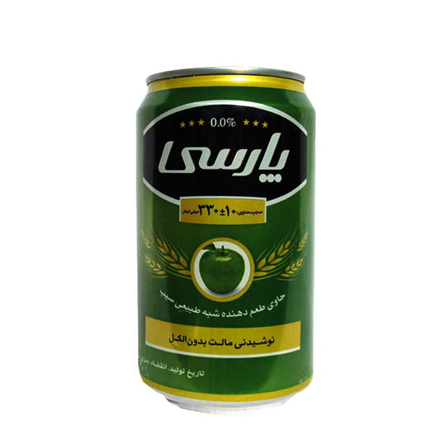 نوشیدنی مالت بدون الکل پارسی با طعم سیب  قوطی حجم 330 میلی لیتری