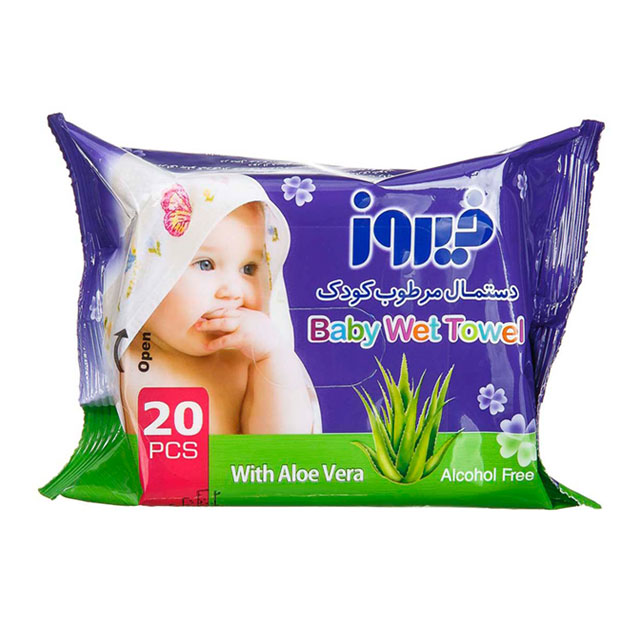 دستمال مرطوب کودک فیروز مدل پیلو پک بسته 20 عددی