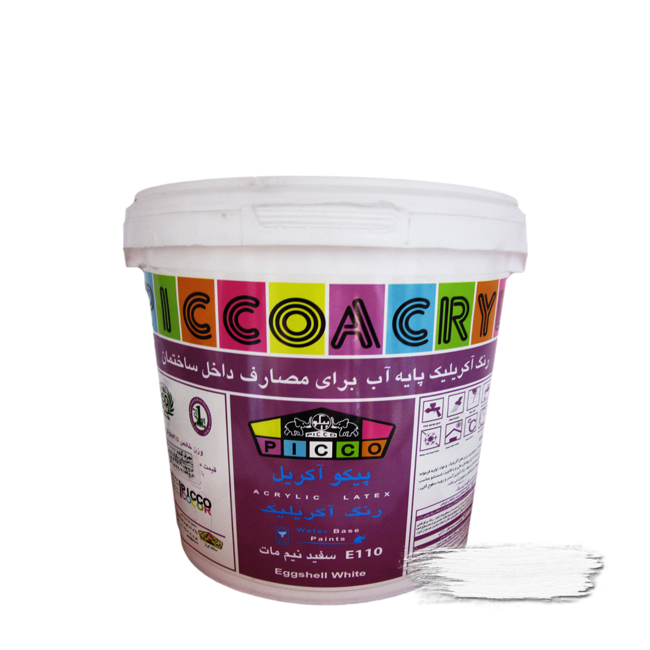 رنگ سفید E110 آکریلیک نیم مات پیکو گالن 4.5 کیلوگرمی