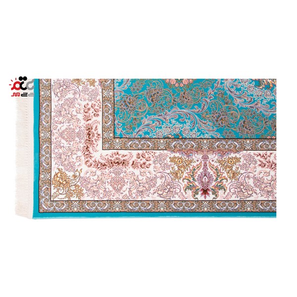 فرش ماشینی دنیای فرش طرح اردیبهشت زمینه آبی