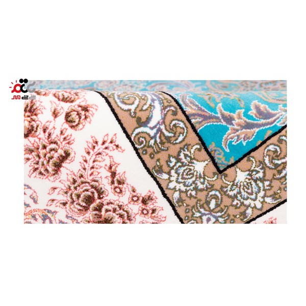 فرش ماشینی دنیای فرش طرح اردیبهشت زمینه آبی