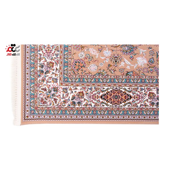 فرش ماشینی دنیای فرش طرح افشان گلریز رنگ زمینه نسکافه ای