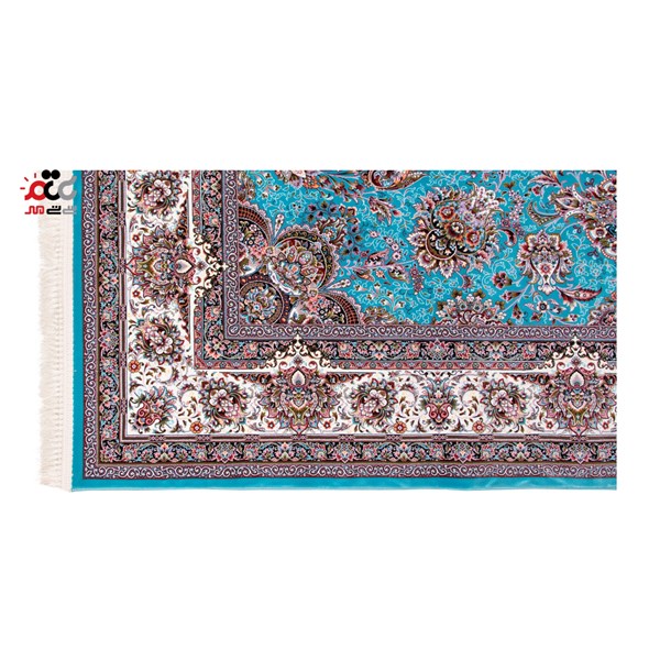 فرش ماشینی دنیای فرش طرح افشان یاشار زمینه آبی