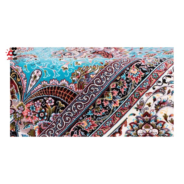 فرش ماشینی دنیای فرش طرح افشان یاشار زمینه آبی