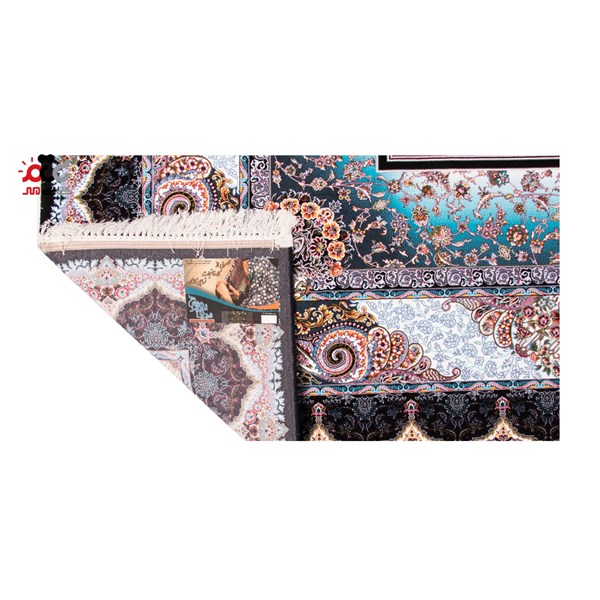 فرش ماشینی دنیای فرش طرح آراد زمینه سرمه ای