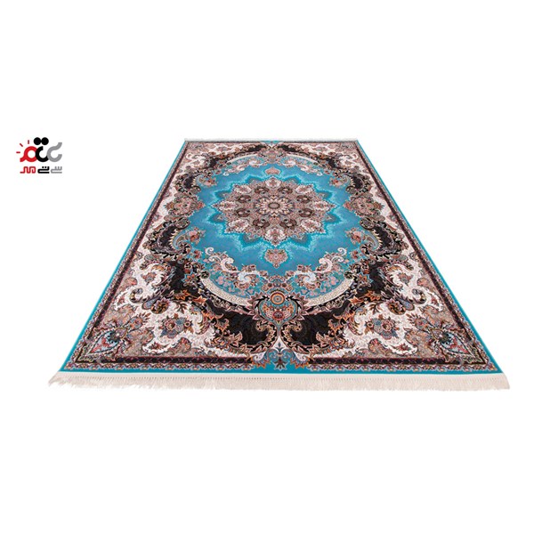 فرش ماشینی دنیای فرش طرح برکه زمینه آبی