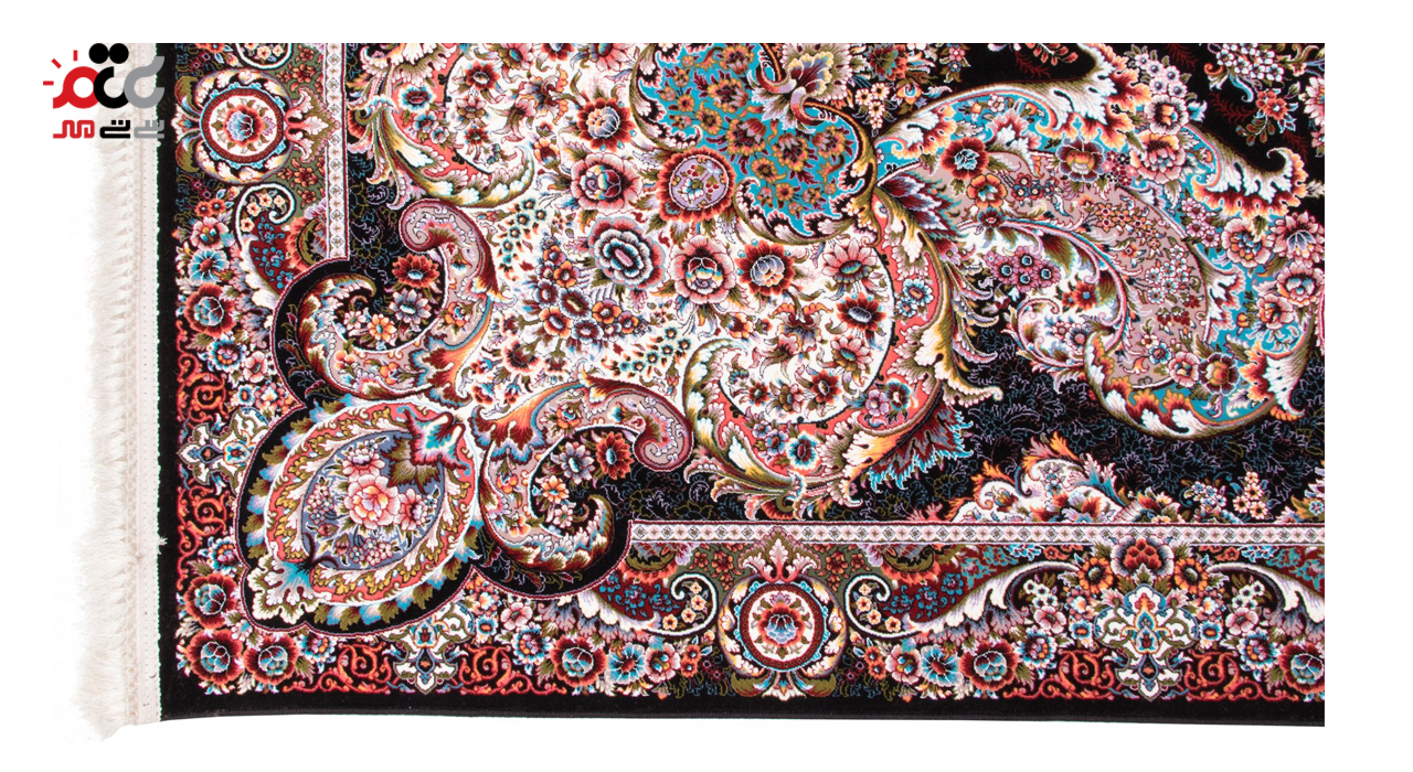 فرش ماشینی دنیای فرش طرح ماهور زمینه سورمه ای