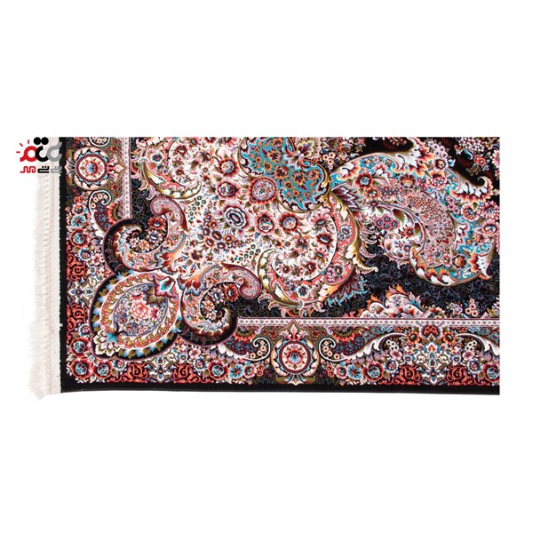 فرش ماشینی دنیای فرش طرح ماهور زمینه سورمه ای